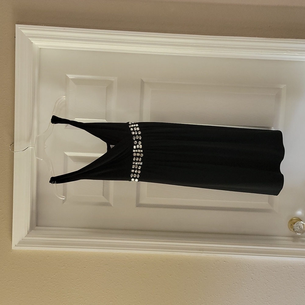 Black dress silver waist accent